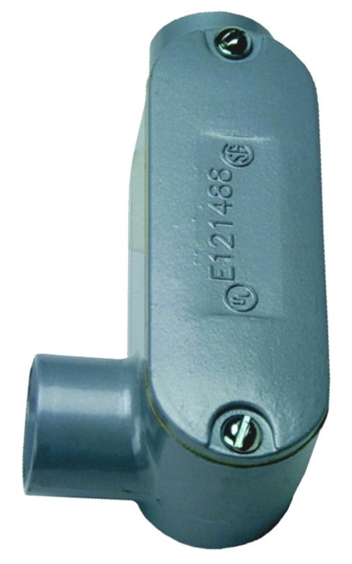 BWF 201-CGV Conduit Body, LL, Thinwall, 3/4 in Hub, 5 in OAL, 2-Hub, Threaded, Aluminum, Gray