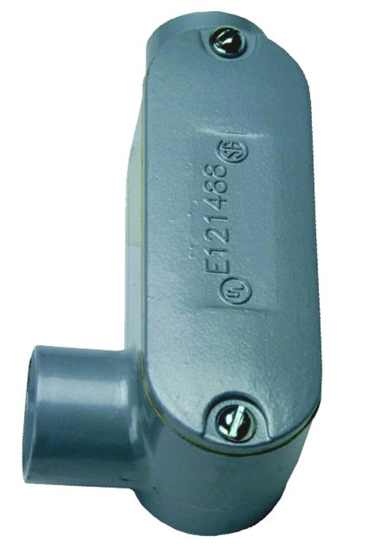 BWF 202-CGV Conduit Body, 1 in Hub, 5.8 in OAL, 1-Hub, Threaded, Aluminum, Gray, Left Access Opening