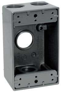 Teddico/Bwf B75-2V Outlet Box, 18.3 cu-in, 4-3/4 in, 1-Gang, 4-Knockout, Metal, Gray, Powder-Coated