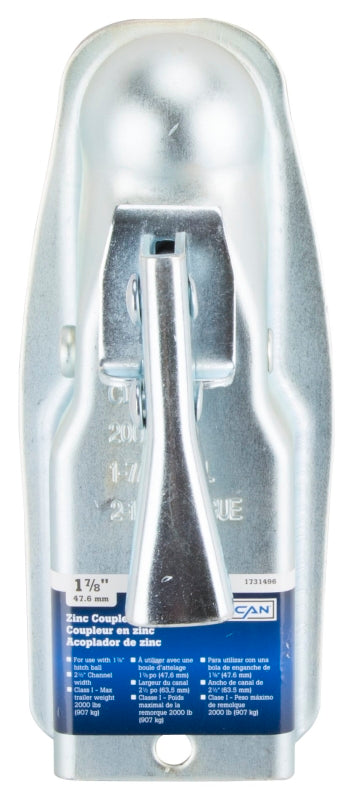 Vulcan 21004 Trailer Coupler, 2000 lb Towing, 1-7/8 in Trailer Ball, Lever Latch, Steel