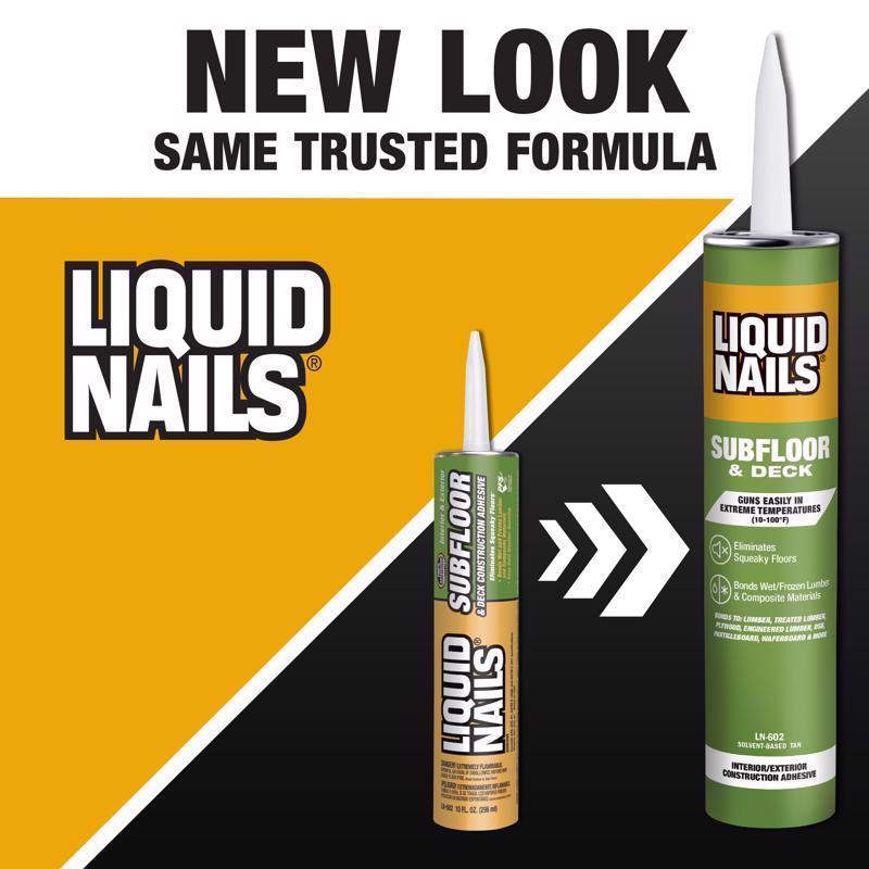 Liquid Nails Subfloor & Deck Synthetic Rubber Construction Adhesive 10 oz, Pack of 12
