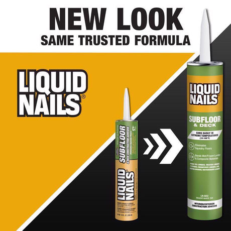 Liquid Nails Subfloor & Deck Synthetic Rubber Construction Adhesive 10 oz, Pack of 12