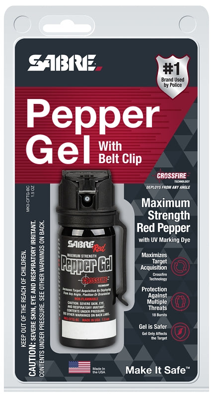 Sabre MK3-CFTG-BC Pepper Gel with Belt Clip, 1.8 oz, Black