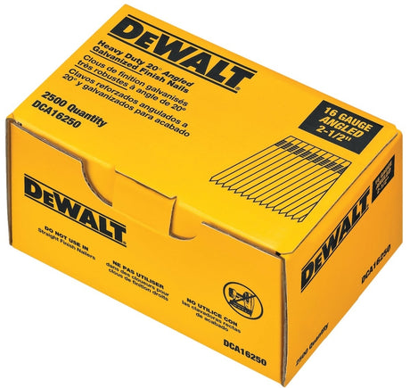 DEWALT DCA16250 Series Finish Nail, Glue Collation, 2-1/2 in L, 16 Gauge, Steel, Suitable for: DC618K Finish Nailer