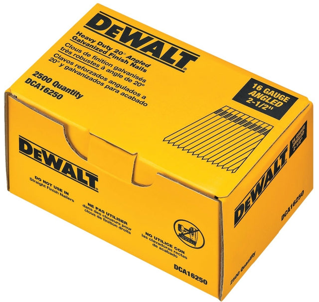 DEWALT DCA16250 Series Finish Nail, Glue Collation, 2-1/2 in L, 16 Gauge, Steel, Suitable for: DC618K Finish Nailer