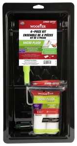 Wooster RR375-4 1/2 Trim Roller Kit, Smooth Surface, Microfiber, White, 4-Piece