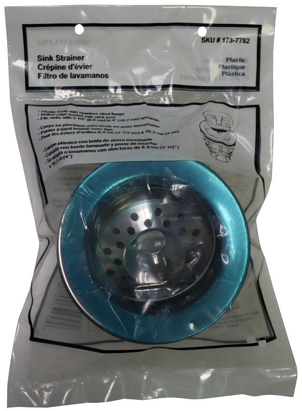 ProSource 80371 Basket Strainer, 4.3 in Dia, For: 3-1/2 to 4 in Dia Opening Sink