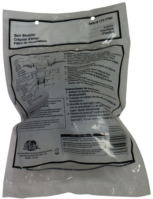 ProSource 80371 Basket Strainer, 4.3 in Dia, For: 3-1/2 to 4 in Dia Opening Sink