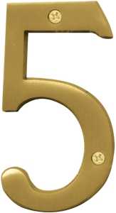 Hy-Ko Prestige Series BR-43BB/5 House Number, Character: 5, 4 in H Character, Brass Character, Solid Brass, Pack of 3