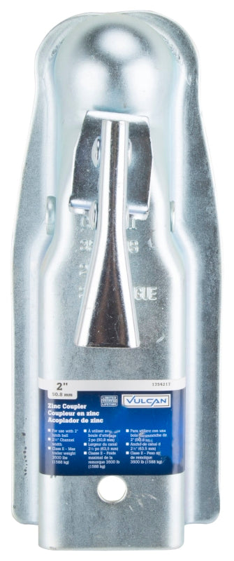 Vulcan 21005 Trailer Coupler, 3500 lb Towing, 2 in Trailer Ball, Lever Latch, Steel