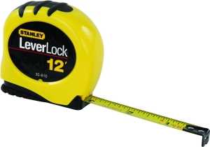 STANLEY LEVERLOCK STHT30813S Tape Measure, 12 ft L Blade, 1/2 in W Blade, Polymer Blade, ABS Case