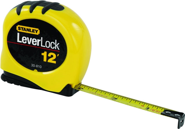 STANLEY LEVERLOCK STHT30813S Tape Measure, 12 ft L Blade, 1/2 in W Blade, Polymer Blade, ABS Case