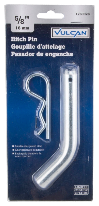 Vulcan HP-12 Hitch Pin, 1/2 in Dia Pin, 4 in OAL, Steel, Zinc