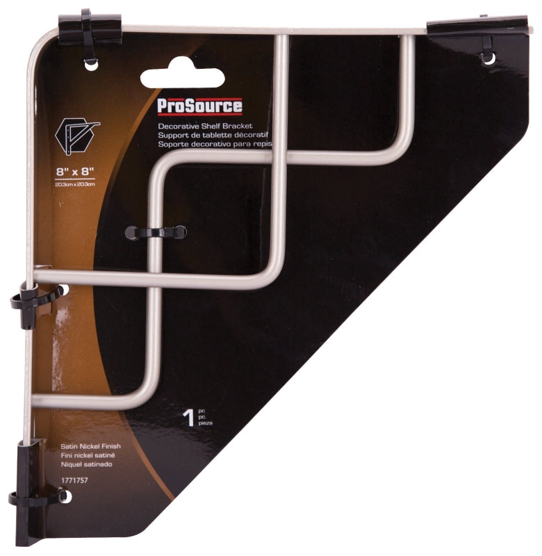ProSource SB-035PS Contemporary and Decorative Shelf Bracket, 220 lb/Pair, 8 in L, 8 in H, Steel, Satin Nickel