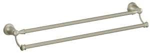 Moen Banbury Series Y2622BN Double Towel Bar, 24 in L Rod, Aluminum/Zamac, Brushed Nickel, Surface Mounting