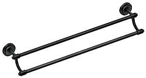 Moen Iso Series DN0722BL Towel Bar, 5.28 in Projection, 26.44 in OAL, 24 in L Rod, Aluminum/Zinc, Matte, Wall