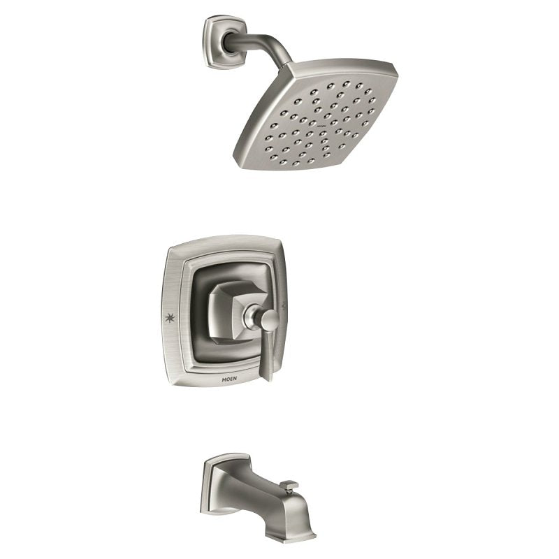 Moen Conway Series 82922SRN Tub and Shower Faucet Combo, Rain Shower Showerhead, 1.75 gpm Showerhead, 1-Spray Setting
