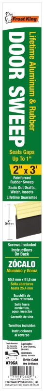 Frost King A79GA Door Sweep, Gold Flange, 36 in L, 2 in W, Aluminum Flange, Rubber Insert
