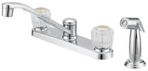 Boston Harbor F8F10041CP Kitchen Faucet, 1.8 gpm, 2-Handle, 4-Faucet Hole, Metal/Plastic, Chrome Plated