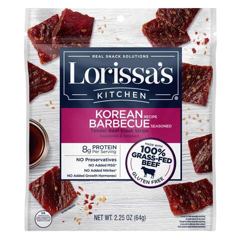 Lorissa's Kitchen Korean BBQ Beef Jerky 2.25 oz Pegged, Pack of 8
