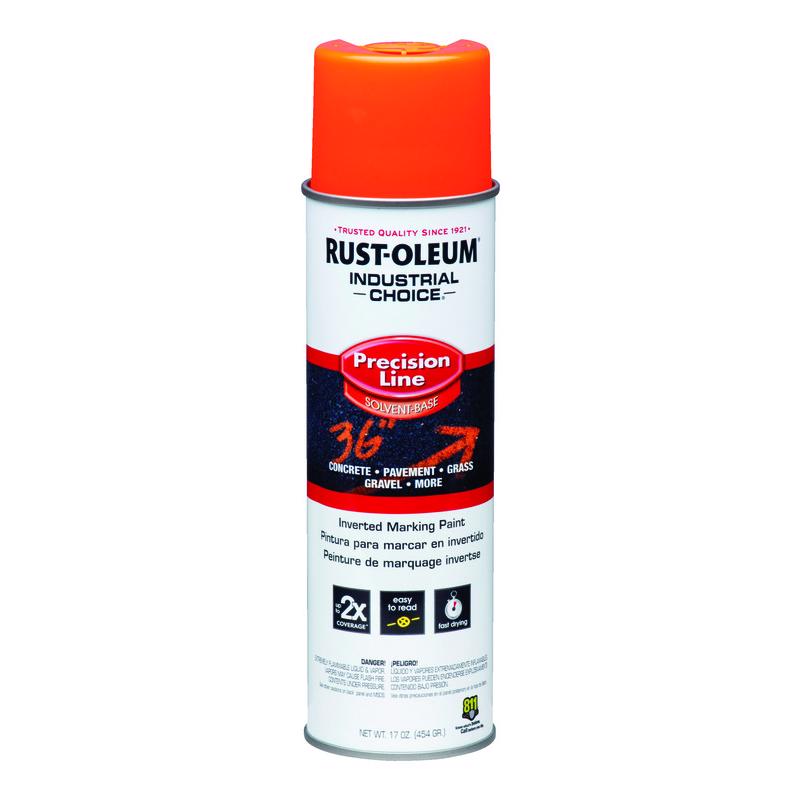 Rust-Oleum Industrial Choice Fluorescent Orange Inverted Marking Paint 17 oz, Pack of 6