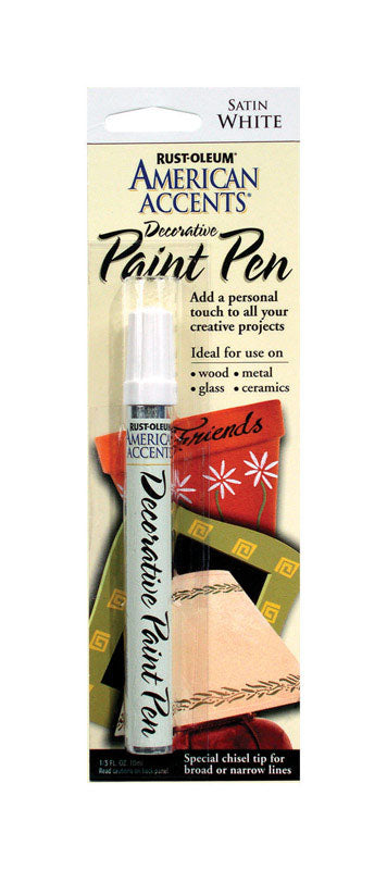Rust-Oleum American Accents Satin White Paint Pen Exterior and Interior 0.33 oz, Pack of 6