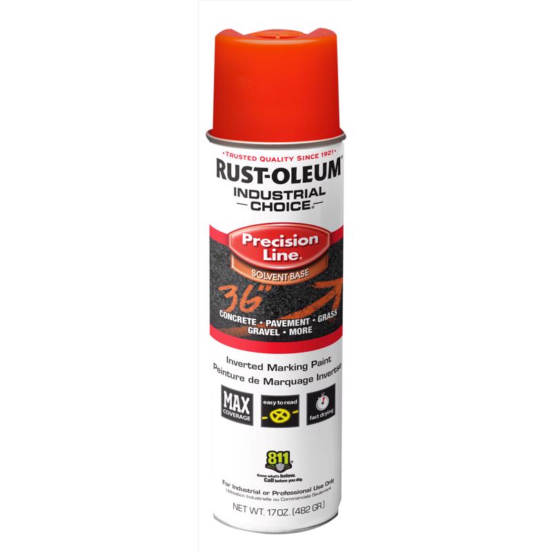 Rust-Oleum Industrial Choice Alert Orange Inverted Marking Paint 17 oz, Pack of 6