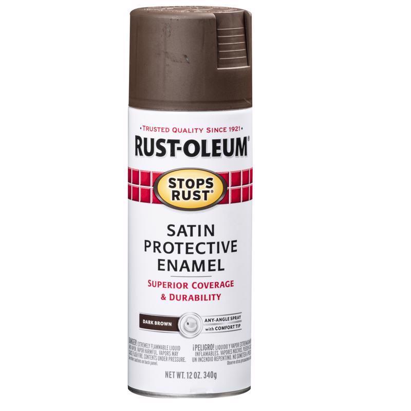 Rust-Oleum 241239 Rust Preventative Spray Paint, Low Satin, Dark Brown, 12 oz, Can, Pack of 6