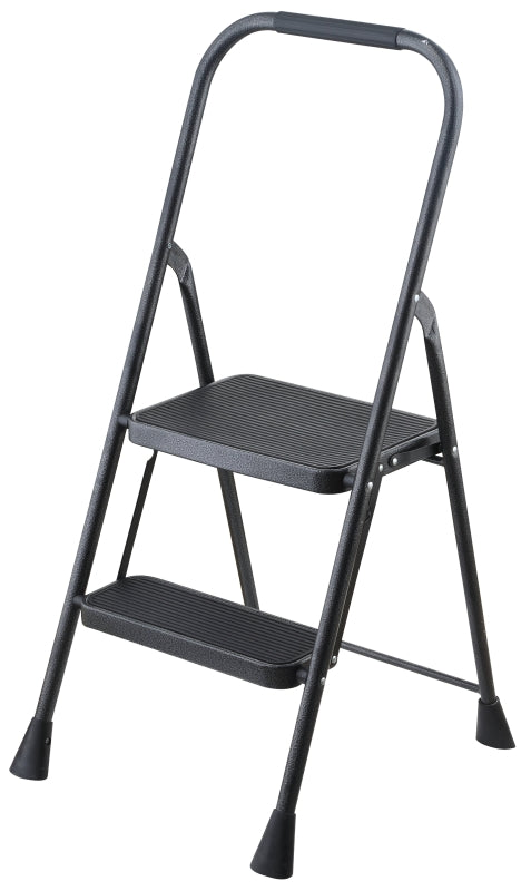 Simple Spaces HB2-2H Folding Type 2 Step Stool, 38-1/2 in H, 2-Step, 225 lb, 5-1/8 in D Step, Steel, Gray