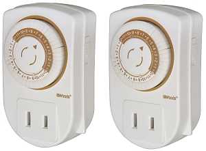 Woods 50006 Mechanical Timer, 15 A, 125 V, 1875 W, White, 24 hr Time Setting, 24 On/Off Cycles Per Day Cycle