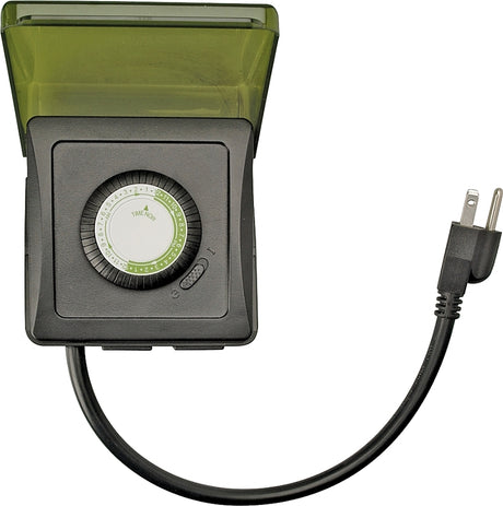 Woods 50012 Mechanical Timer, 15 A, 125 V, 1875 W, 24 hr Time Setting, Black, 24 On/Off Cycles Per Day Cycle
