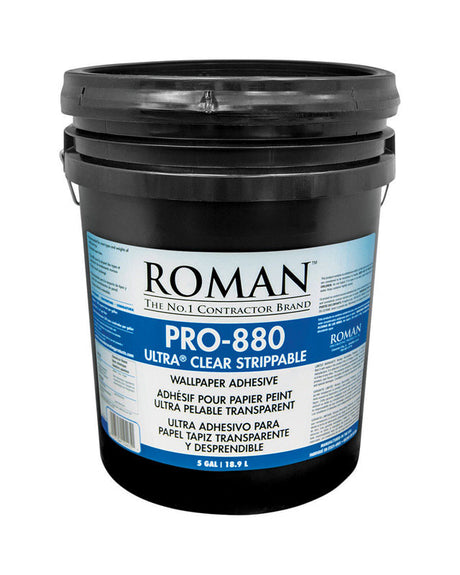 Roman PRO-880 Ultra Clear Strippable High Strength Starch Ultra Clear Wallpaper Adhesive 5 gal