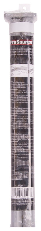 ProSource 21012ZCX-PS Adjustable Closet Rod, 18 to 30 in L, Steel, Silver