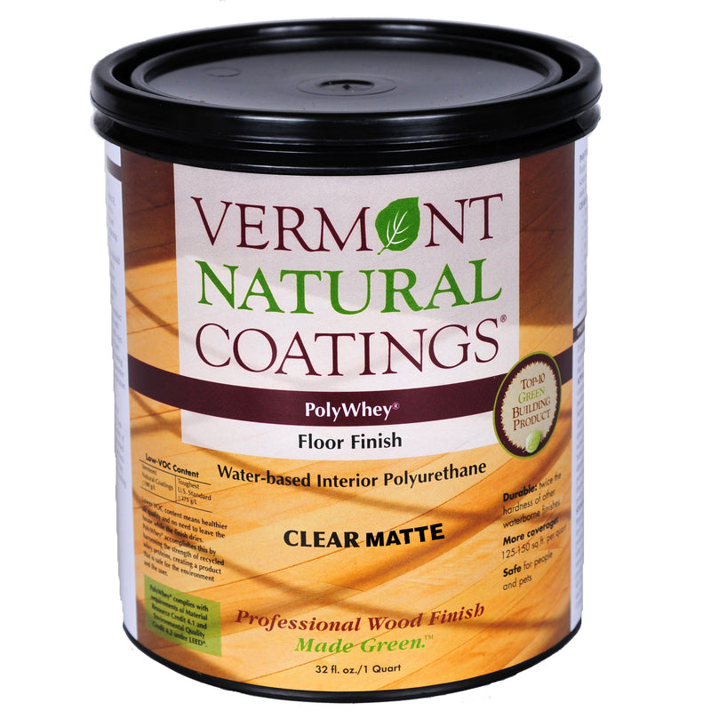 Vermont Natural Coatings PolyWhey Matte Clear Water-Based Floor Finish 1 qt, Pack of 6