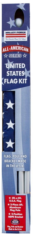 Valley Forge SSTINT-AM6 Flag Kit, Includes: (2) 6 ft Aluminum Pole with 2-Position HDPE Bracket