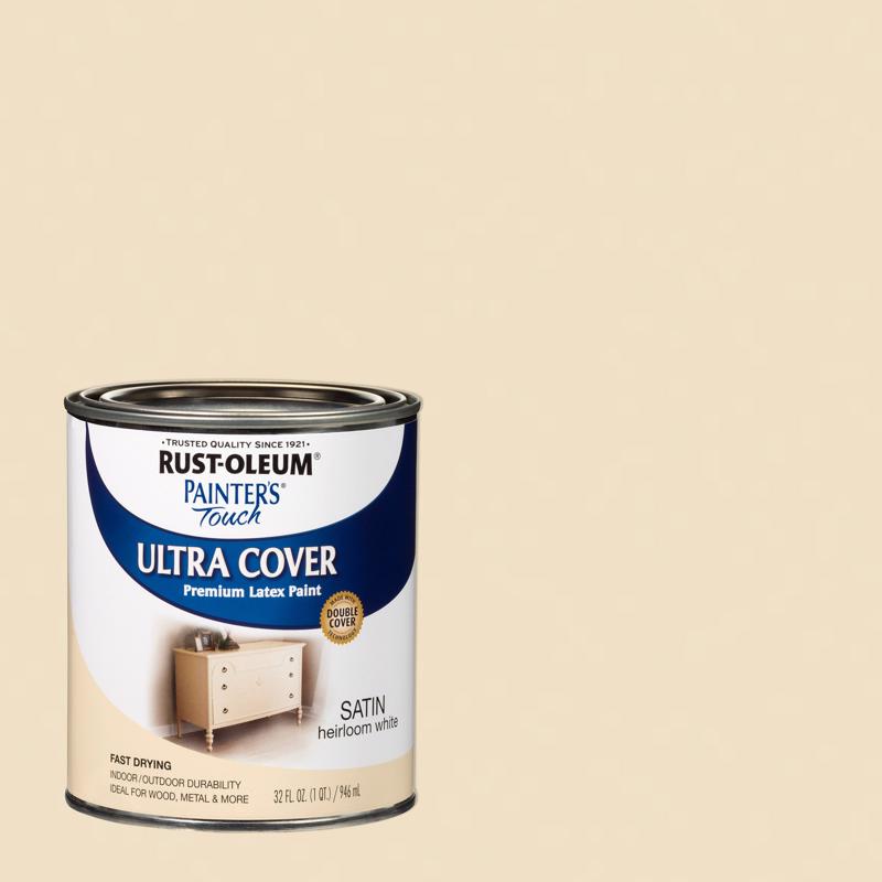 Rust-Oleum Painter's Touch Satin Heirloom White Water-Based Ultra Cover Paint Exterior and Interior, Pack of 2