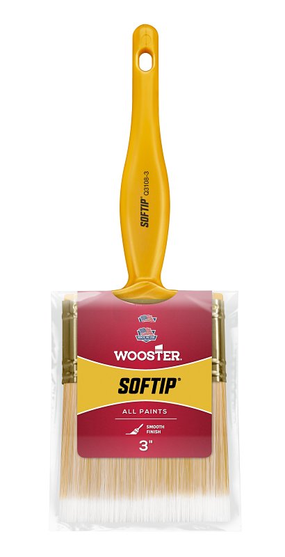 Wooster Q3108-3 Paint Brush, 3 in W, 2-11/16 in L Bristle, Nylon/Polyester Bristle, Beaver Tail Handle