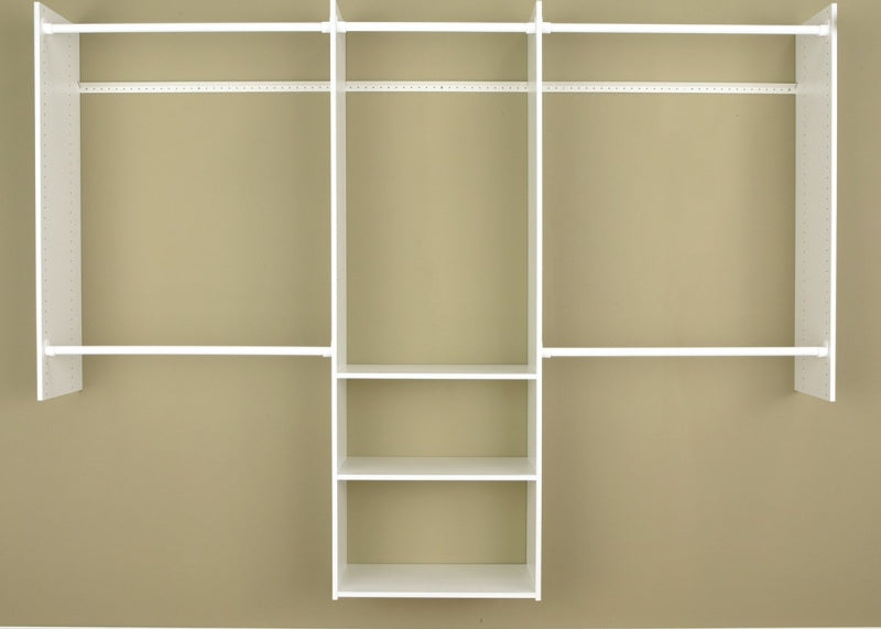 Easy Track RB1460 Series Deluxe Starter Closet, White, 48 to 96 in W, 84 in H, 3-Shelf
