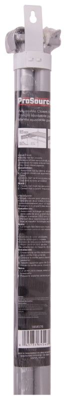 ProSource 21014ZCX-PS Adjustable Closet Rod, 48 to 72 in L, Steel, Silver