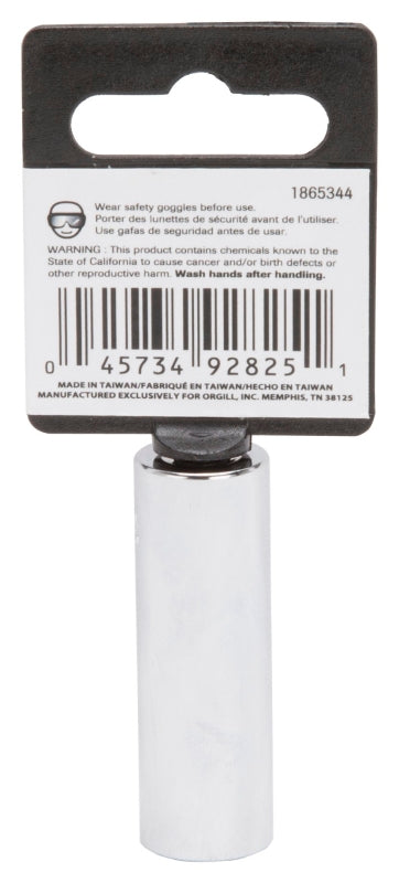 Vulcan MT6487810 Drive Socket, 12 mm Socket, 1/4 in Drive, 6-Point, Chrome Vanadium Steel, Chrome