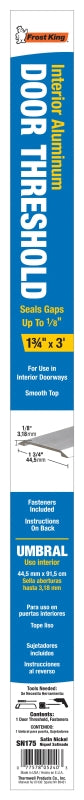 Frost King SN175 Saddle Threshold, 36 in L, 1-3/4 in W, Aluminum, Satin Nickel