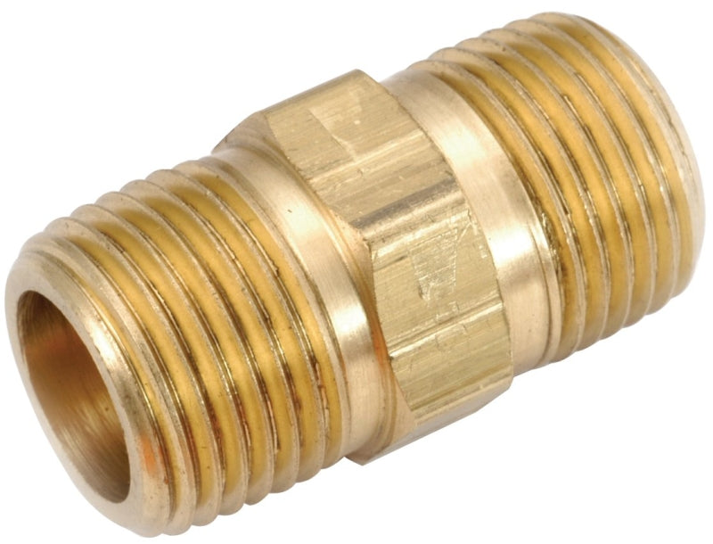 Anderson Metals 756122-04 Pipe Nipple, 1/4 in, MPT, Brass, 1 in L, Pack of 10