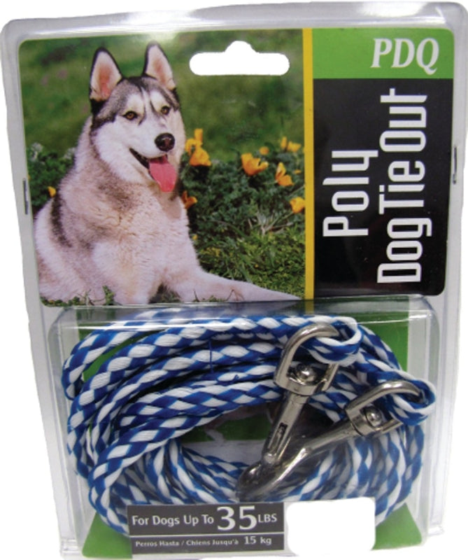 Boss Pet PDQ Q241500099 Pet Tie-Out Belt, Braided, 15 ft L Belt/Cable, Poly, For: Medium Dogs Up to 35 lb