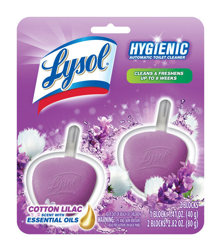 Lysol Hygienic Cotton Lilac Scent Automatic Toilet Bowl Cleaner 2.82 oz Tablet, Pack of 4