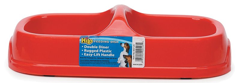 HiLo 00212H Dog Feeding Bowl, M, 8 oz Volume, 2-Compartment, Plastic, Dark Blue