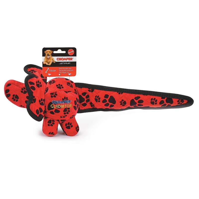 Chomper WB11516 Dog Toy, L, Gladiator Tuff Dino, Nylon/Plush, Assorted