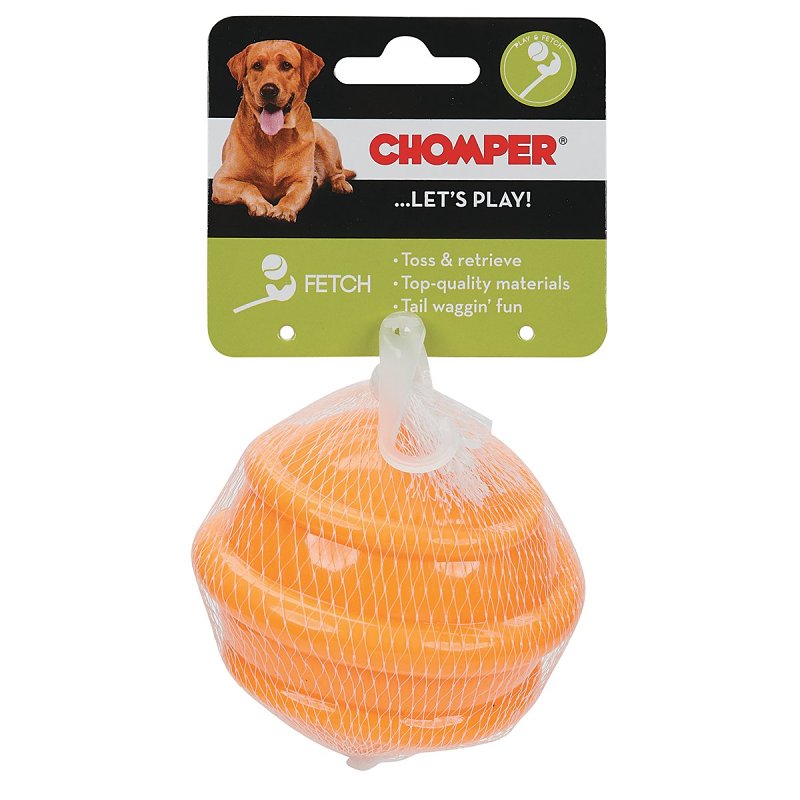 Chomper WB15557 L Dog Toy, 4 in, Squeaky Spiral Ball, Thermoplastic Rubber, Assorted