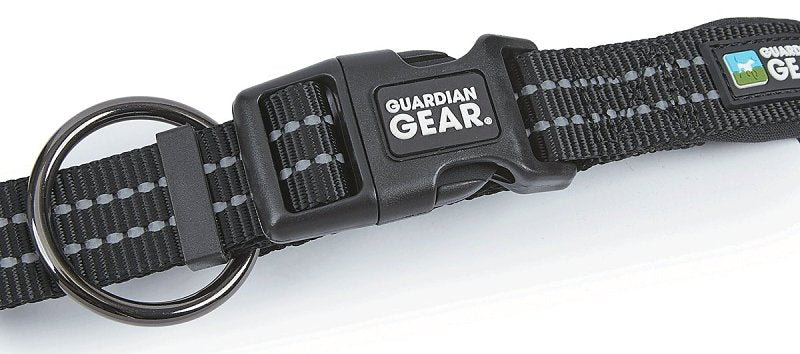 Guardian Gear ZA0006 20 30 Dog Collar, O-Ring Link, 20 to 30 in L Collar, Nylon, Jet Black