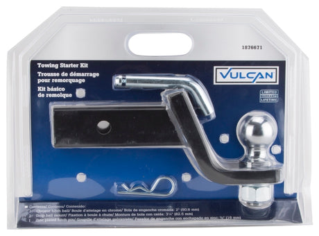 Vulcan HBB04 Hitch Kit, Steel, Silver/Black, Chrome/Powder Coated/Zinc Plated, For: Trailer Towing, 3 -Piece