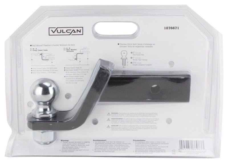 Vulcan HBB04 Hitch Kit, Steel, Silver/Black, Chrome/Powder Coated/Zinc Plated, For: Trailer Towing, 3 -Piece